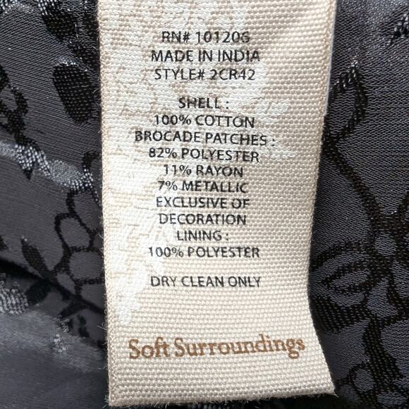 Soft Surroundings Gold Patchwork Brocade Tapestry Hook Closure Longline Jacket M - Picture 7 of 7